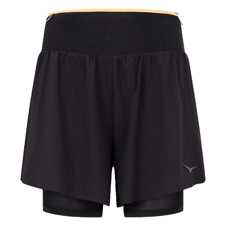 (Women) HOKA ONE ONE Black Breathable Mid-Rise Trail Running Shorts 1141741-BLK
