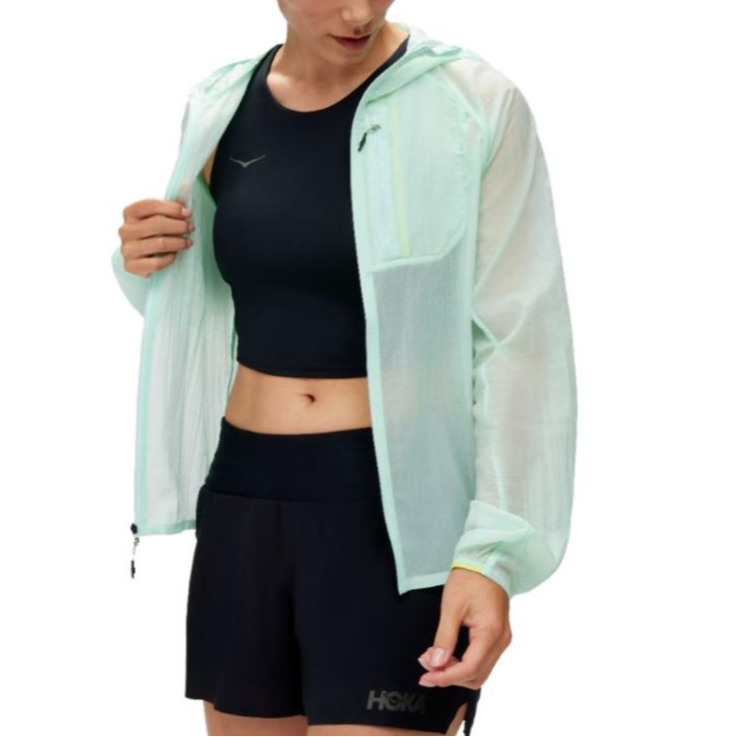 (Women) HOKA ONE ONE Blue Sheer Hooded Long-Sleeve Zip Jacket 1141671-SOCN