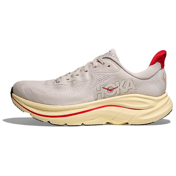 (Women) HOKA ONE ONE Clifton 10 Running Shoes Grey/Red Lightweight & Breathable. 1162031-SCCC