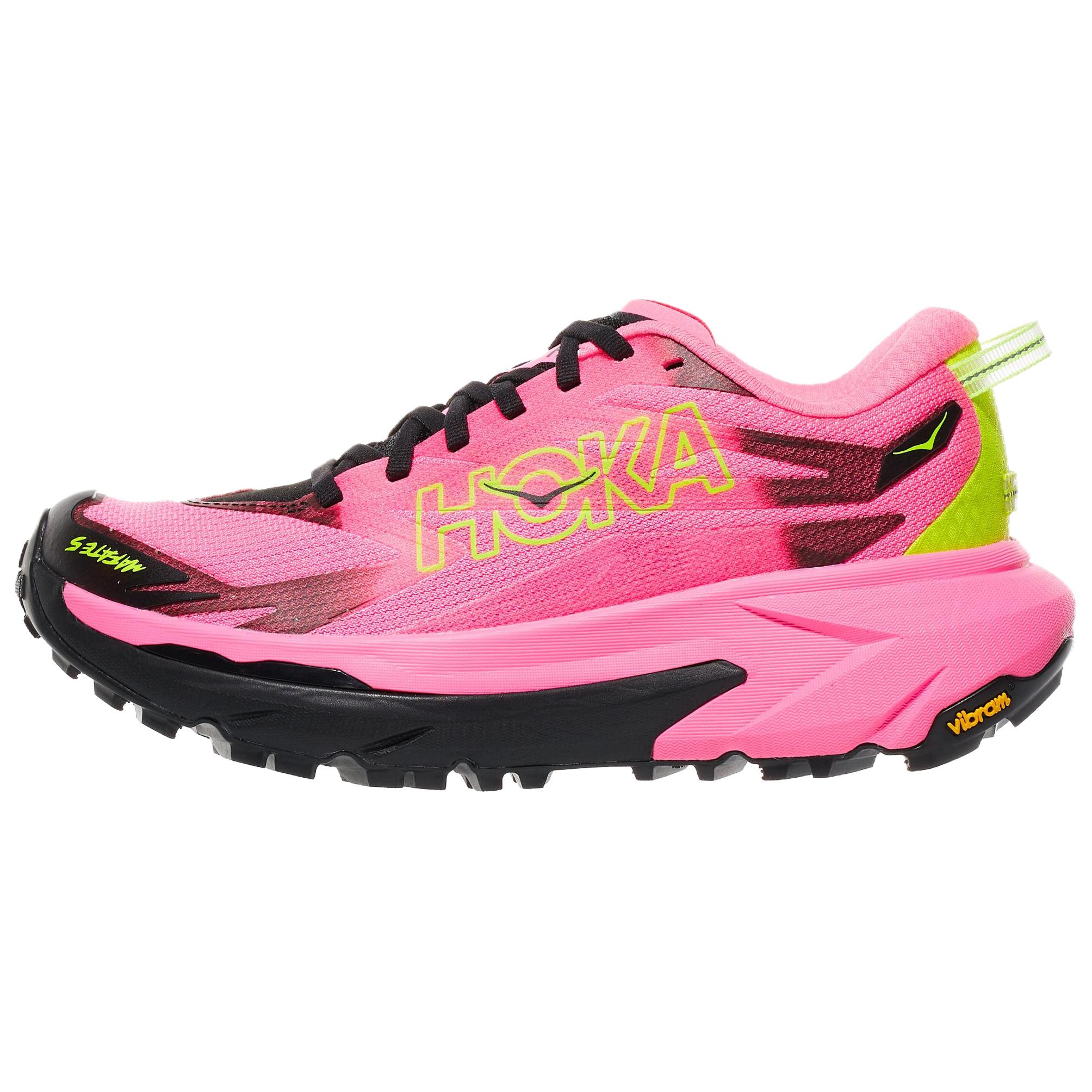 (Women) HOKA ONE ONE Mafate 5 Trail Running Shoes Black/Pink Breathable Comfort 1168723-NNR