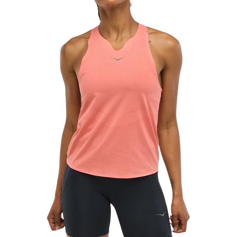 (Women) HOKA ONE ONE Solid Mesh Sleeveless Sports Tank Top Orange 1164153-GFR