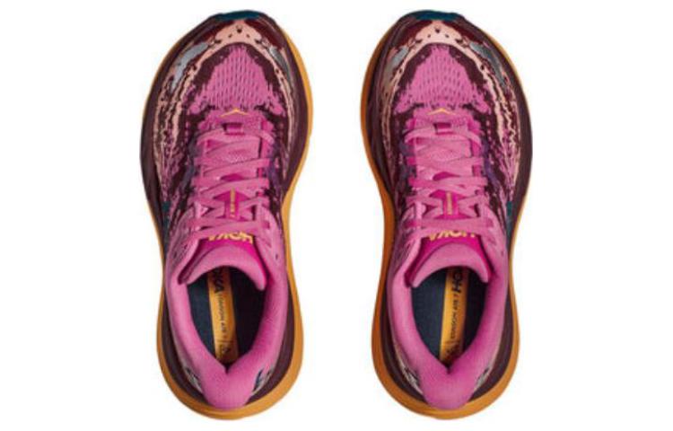 Lookbook HOKA ONE ONE 圓頭繫帶 減震耐磨 低筒 跑步鞋 女款 紅黃色