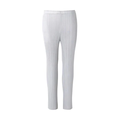 (Women) Homme Plissé Issey Miyake Slim Fit Elastic Waist Pants Gray PP38JF11110