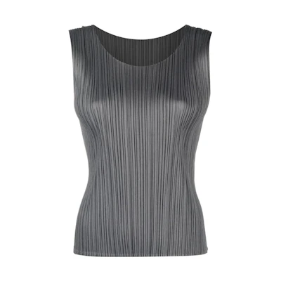 (Women) Homme Plissé Issey Miyake FW22 Sleeveless Pleated Top Mist Grey. PP26JK101-12