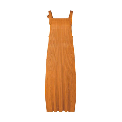 (Women) Homme Plissé Issey Miyake SS23 Pleated Knit Tank Dress Women Light Brown PP36-JH127-43