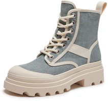 Details for (W) Bottes Martin courtes Hotwind en denim patchwork à semelle épaisse ''Cowboy 4cm'' H95W3809