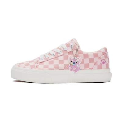 (W) Hotwind Disney Fabric Pink 'Stitch Round Toe Lace-Up Sweet Cool'