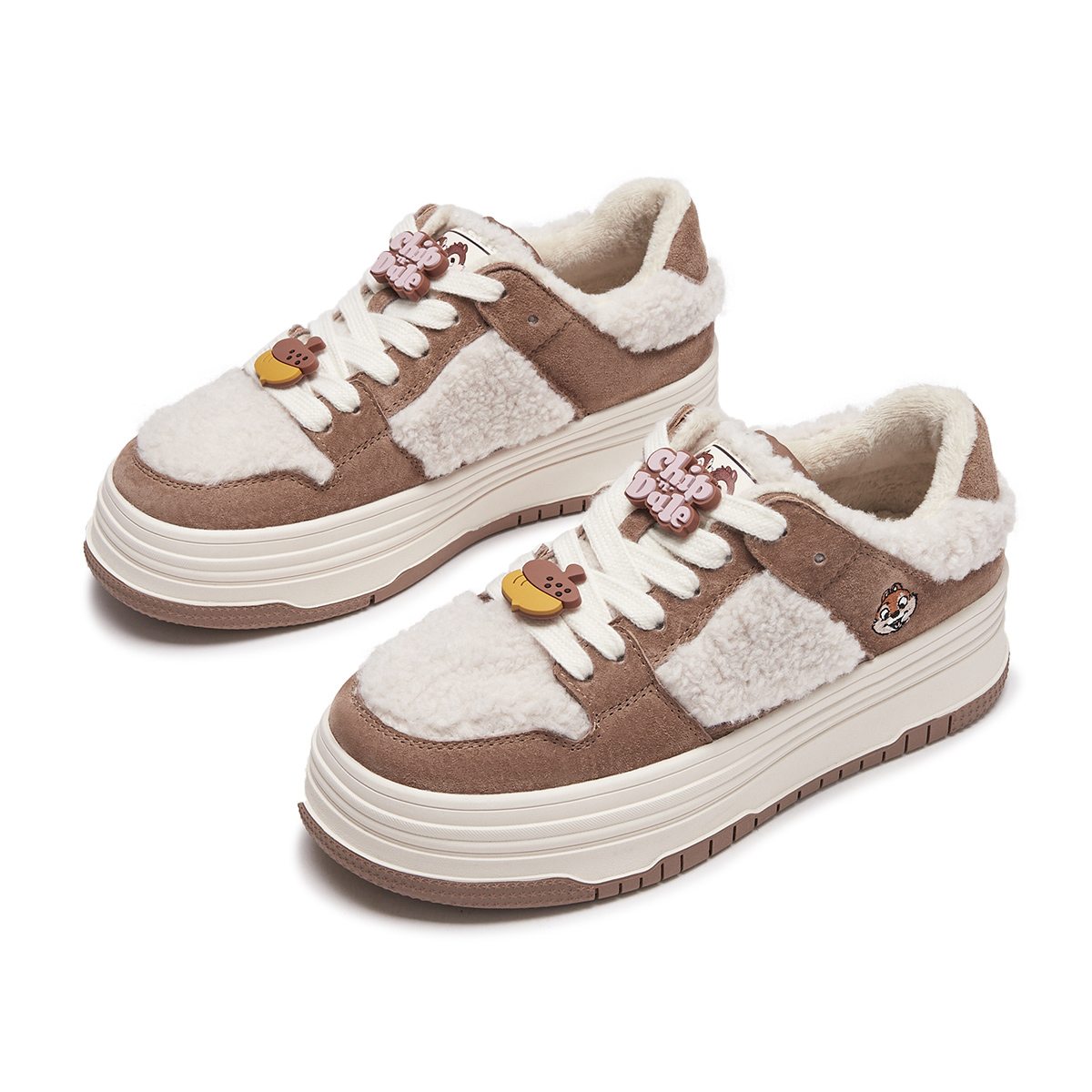 Shop (W) 핫윈드 디즈니 x 로우탑 스니커 '칩 데일 베이지 브라운' H91W3898