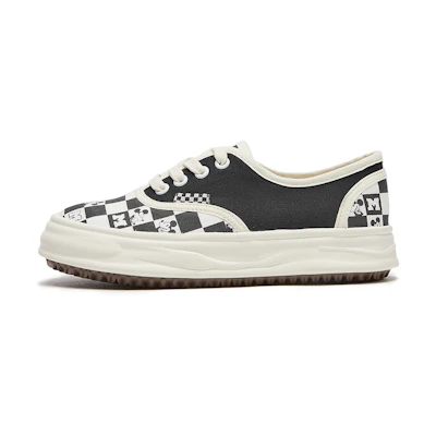 (W) Hotwind Disney Mickey Family Series Canvas 'Checkerboard Fashion Colorblock' Black and White