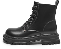 (Women) Hotwind Double-Layer Leather 'Comfort Warmth Padded Versatile Round-Toe' Ankle Martin Boots H95W3836 (Women) Hotwind Double-Layer Leather 'Comfort Warmth Padded Versatile Round-Toe' Ankle Martin Boots H95W3836