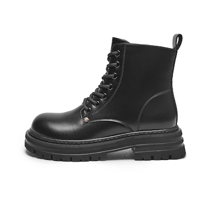 (W) Hotwind Double-Layer Leather 'CMFT Warmth Padded Versatile Round-Toe' Ankle Martin Boots