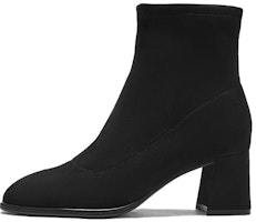 (Women) Hotwind Fabric Chunky Heel Short Boots 'Versatile Temperament Black' H84W2421 (Women) Hotwind Fabric Chunky Heel Short Boots 'Versatile Temperament Black' H84W2421