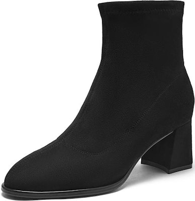 (Women) Hotwind Fabric Chunky Heel Short Boots 'Versatile Temperament Black' H84W2421 Order (Women) Hotwind Fabric Chunky Heel Short Boots 'Versatile Temperament Black' H84W2421