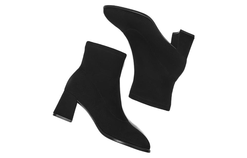 Lookbook (W) Hotwind Fabric Chunky Heel Short Boots ''Hitam Versatil dan Bergaya''. H84W2421