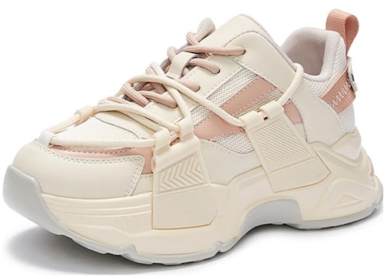 (W) ホットウィンド ファブリック ファッション ダッドシューズ ''ホワイト ピンク'' H42W3117 Order (W) ホットウィンド ファブリック ファッション ダッドシューズ ''ホワイト ピンク'' H42W3117