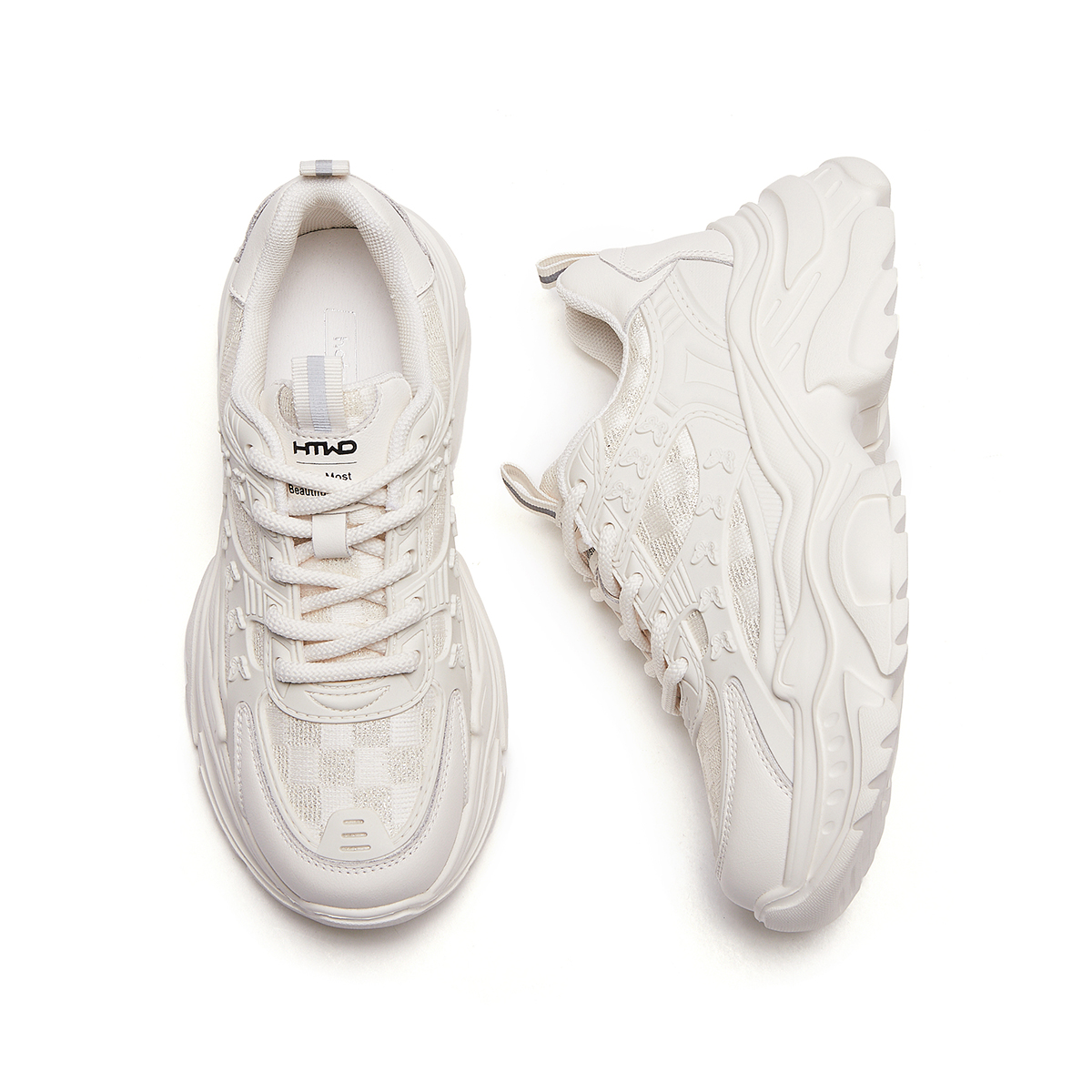 Shop (W) Kasut Hotwind Fabrik Patchwork Berlapis Rendah Gaya Ayah ''Beige''. H42W3702