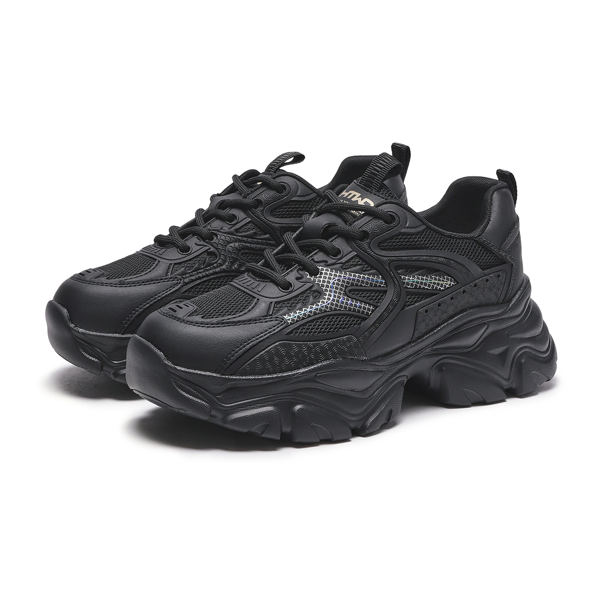 Lookbook (Women) Hotwind Fabric Round Toe Lace-Up Low Top 'Black Dad Shoes' H42W4511