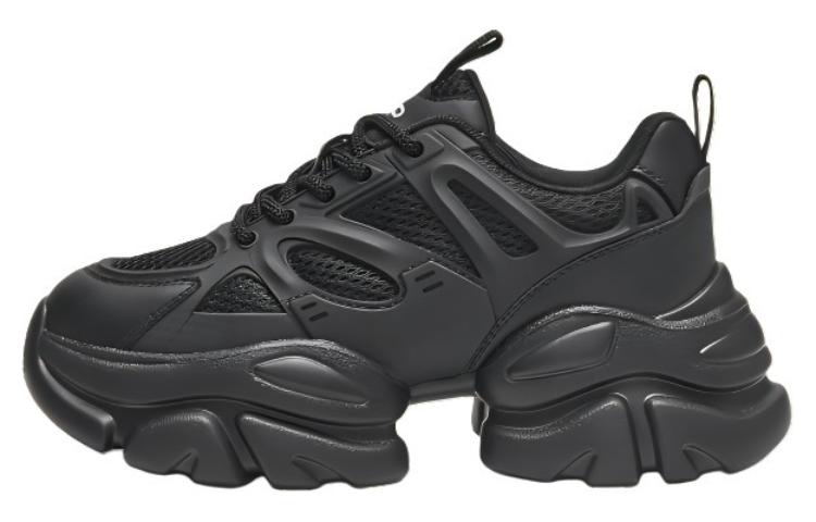 (Women) Hotwind Fabric Trendy Comfortable Thick Sole Mesh Vintage Low-Top Dad Shoes 'Black' 'Black Warrior' H42W3319