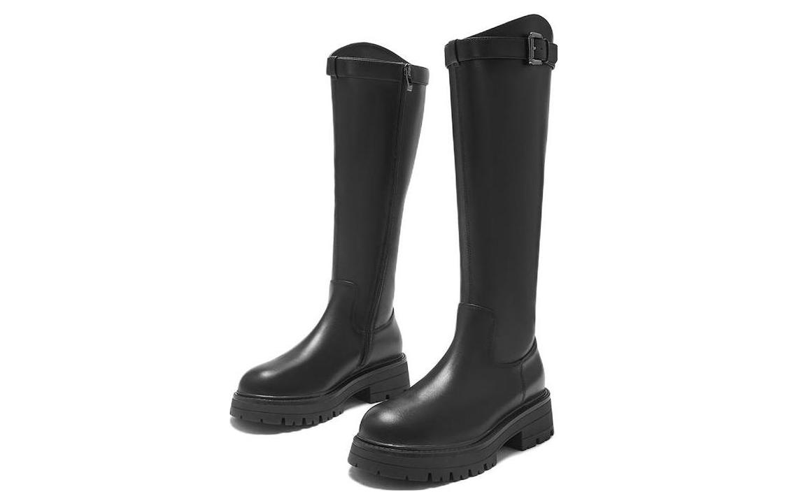 Lookbook (W) 핫윈드 패션 캐주얼 청키 힐 롱부츠 '슬리밍 블랙' H85W2418