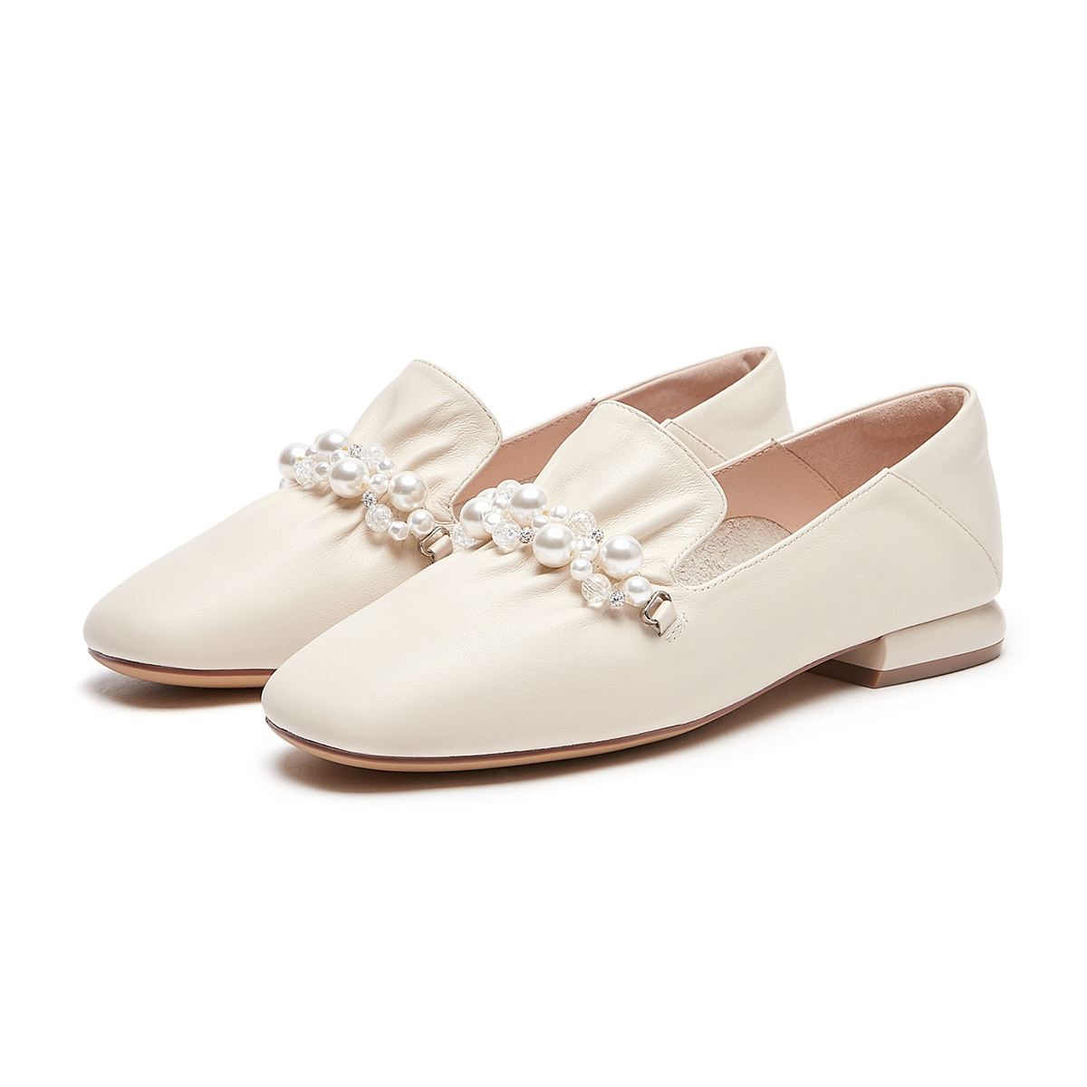 (W) Hotwind Fashion Pearl Round Toe Casual Flats 'First Layer Cowhide' 圖 3