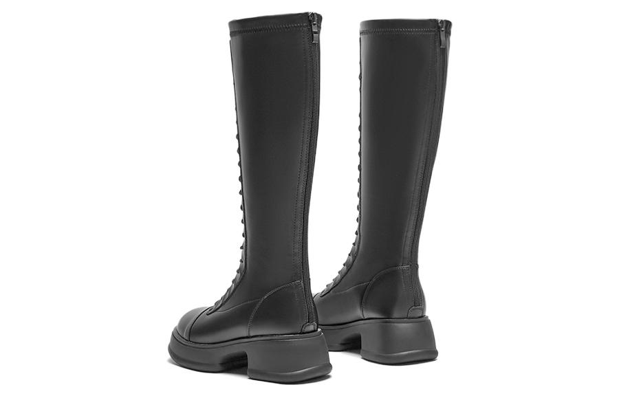 (W) Hotwind High-Top Fashion Sneaker 'Black Round Toe Lace-Up' 圖 3