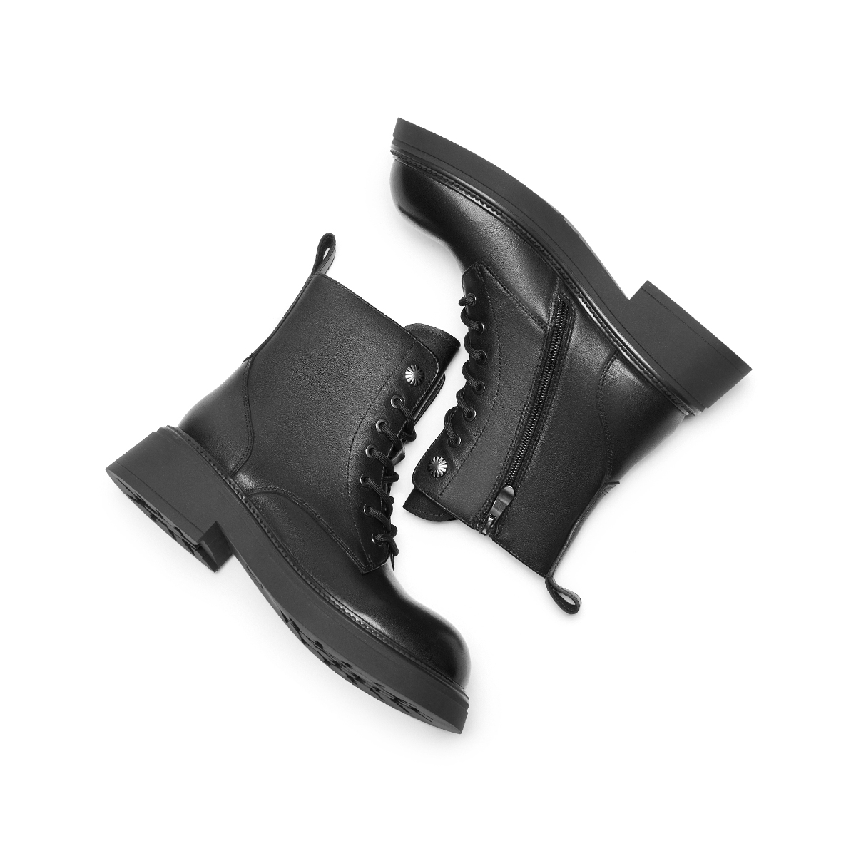 Shop (W) Botas Negras de Cuero Retro Británico con Punta Redonda y Cordones Hotwind H81W3412