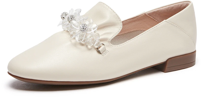 (W) 热风皮革花卉装饰拼色圆头休闲鞋 H02W3506 Order (W) 热风皮革花卉装饰拼色圆头休闲鞋 H02W3506