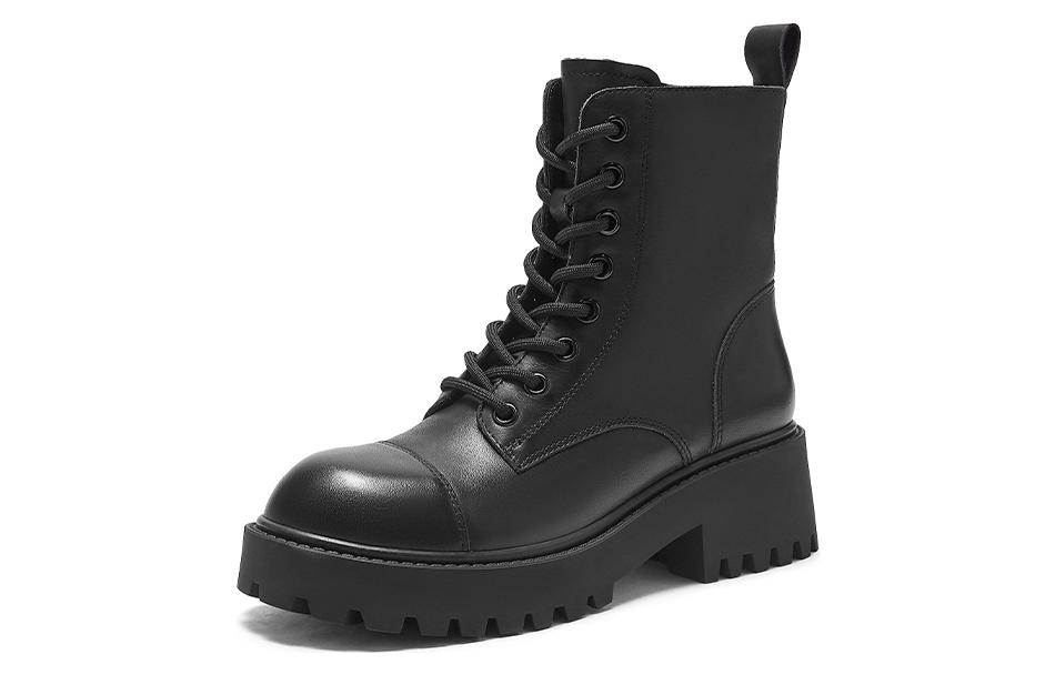 Order (W) Hotwind Sepatu Boots Kulit Martin ''Hitam Kasual Fashion Gelap Serbaguna'' H83W2406