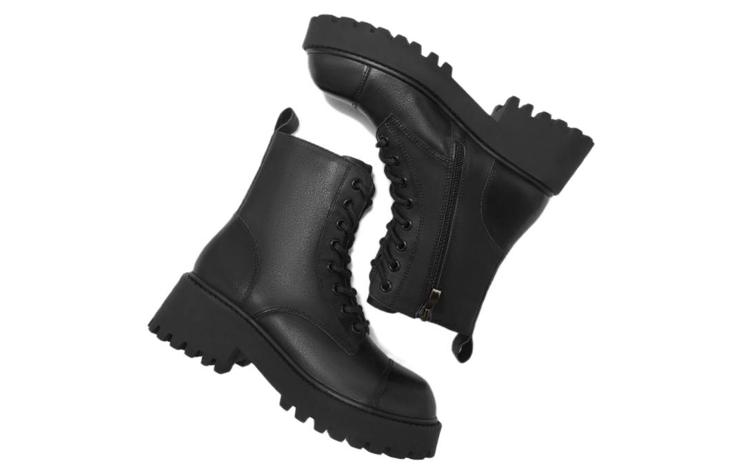 Shop (W) Hotwind Sepatu Boots Kulit Martin ''Hitam Kasual Fashion Gelap Serbaguna'' H83W2406