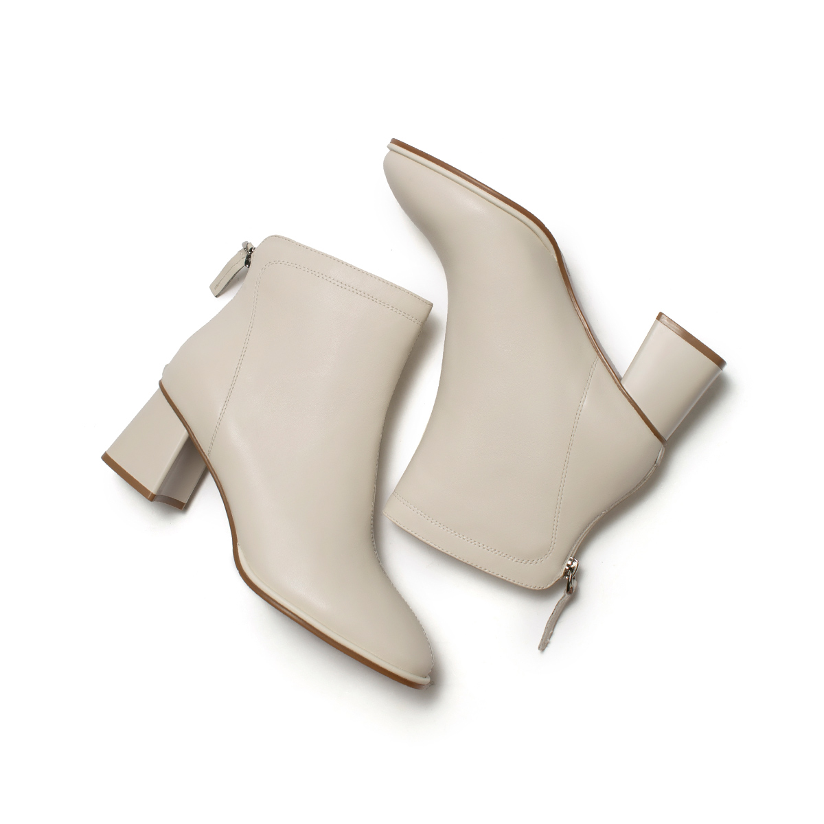 Cheap (Women) Hotwind Leather Round-Toe Zippered Ankle Boot 'Sheepskin 6cm' H84W3405