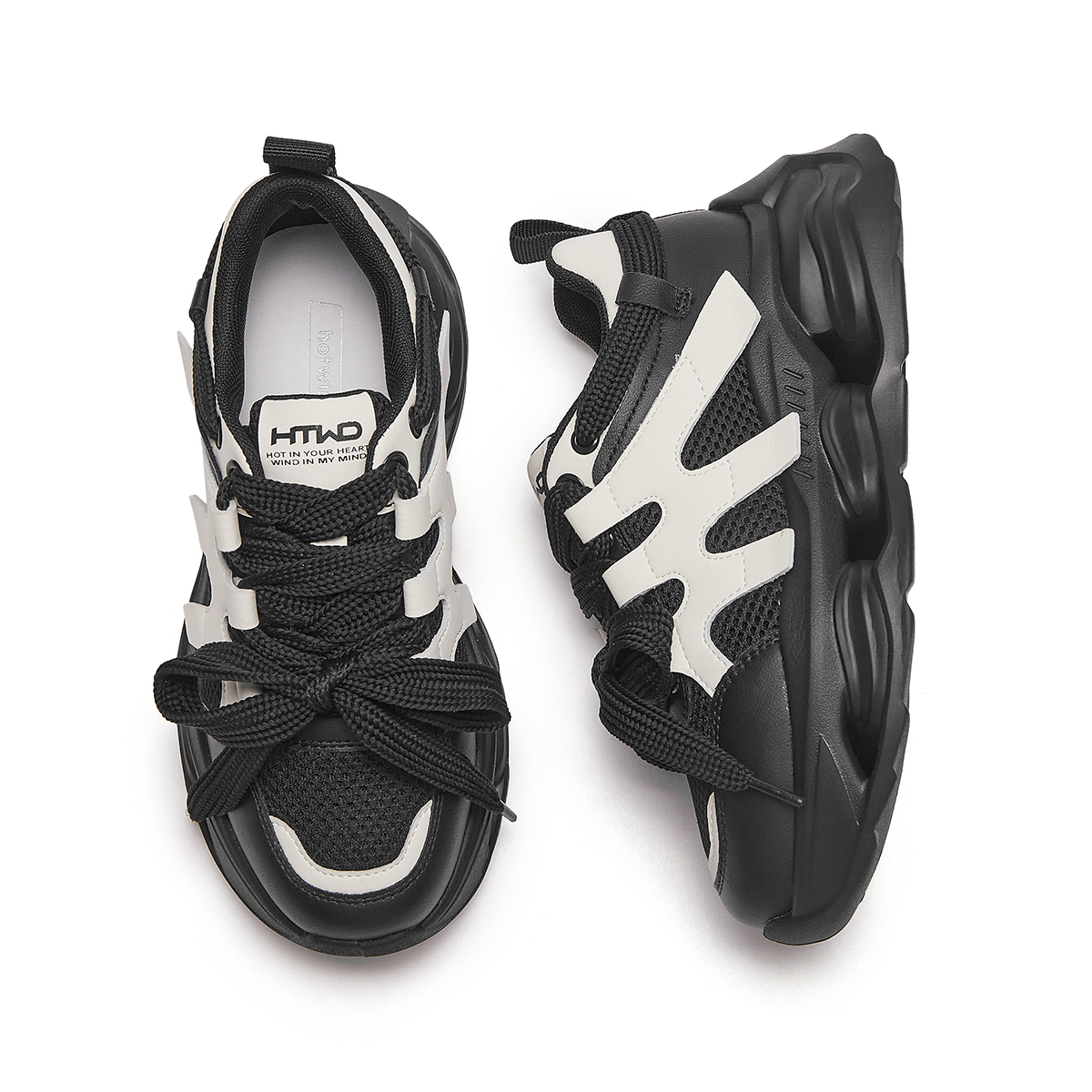 Shop (W) ホットウィンド レザー ラウンドトゥ レースアップ ロートップ ''ダッドシューズ'' H42W3725