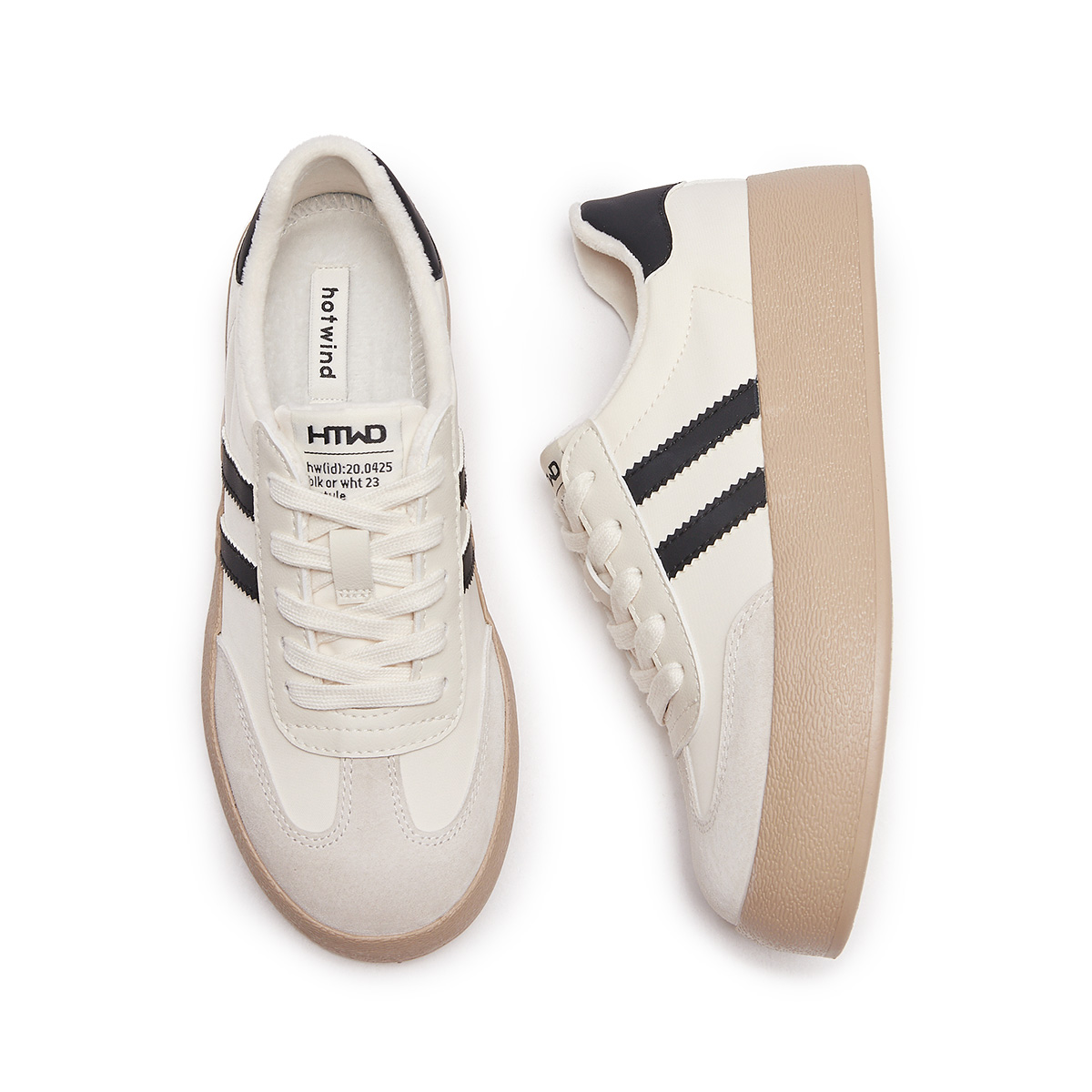 Purchase (Women) Hotwind Low-Top Sneakers 'Beige Black Comfort Lace-Up' H92W3411