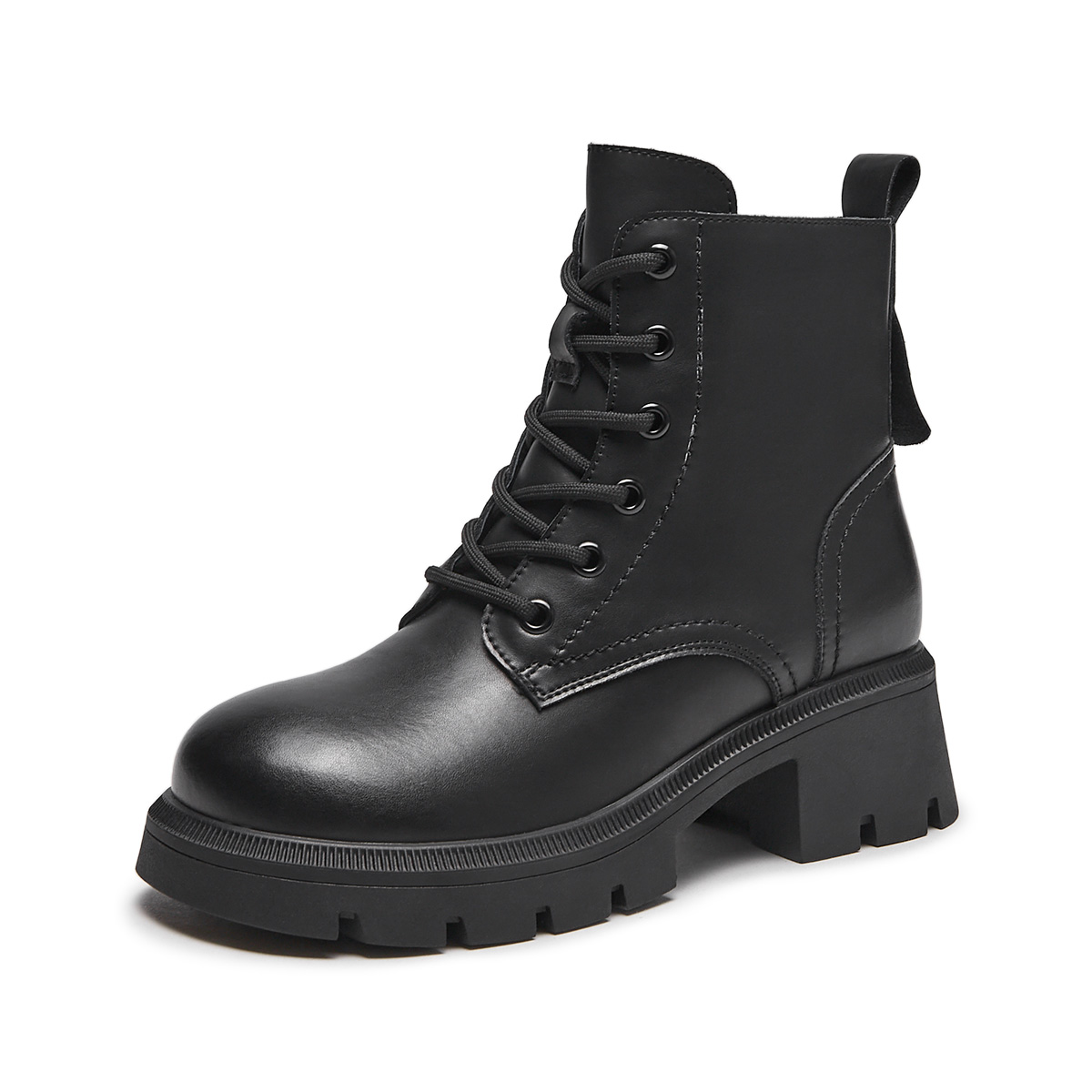 Order (W) Hotwind Marten Boots ''Hitam Retro British Round-Toe Chunky Heel'' H83W3405