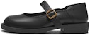 (Women) Hotwind Modern Vintage Comfort Round Toe Solid Color Buckle Casual Flat 'Pure Black' H28W3308