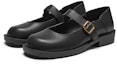 Lookbook (Women) Hotwind Modern Vintage Comfort Round Toe Solid Color Buckle Casual Flat 'Pure Black' H28W3308