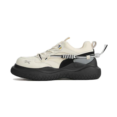 (W) Hotwind Pigskin Fleece-Lined Thick Sole Sneakers 'Beige'