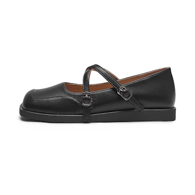 (W) Hotwind PU 'Cross Design Square Toe CMFT Flats'