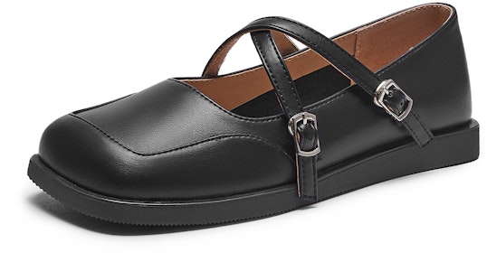 (W) 핫윈드 PU '크로스 디자인 스퀘어토 편안한 플랫 슈즈' H28W3726 Order (W) 핫윈드 PU '크로스 디자인 스퀘어토 편안한 플랫 슈즈' H28W3726