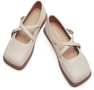 (W) 핫윈드 PU '크로스 디자인 스퀘어토 편안한 플랫 슈즈' H28W3726 Cheap (W) 핫윈드 PU '크로스 디자인 스퀘어토 편안한 플랫 슈즈' H28W3726