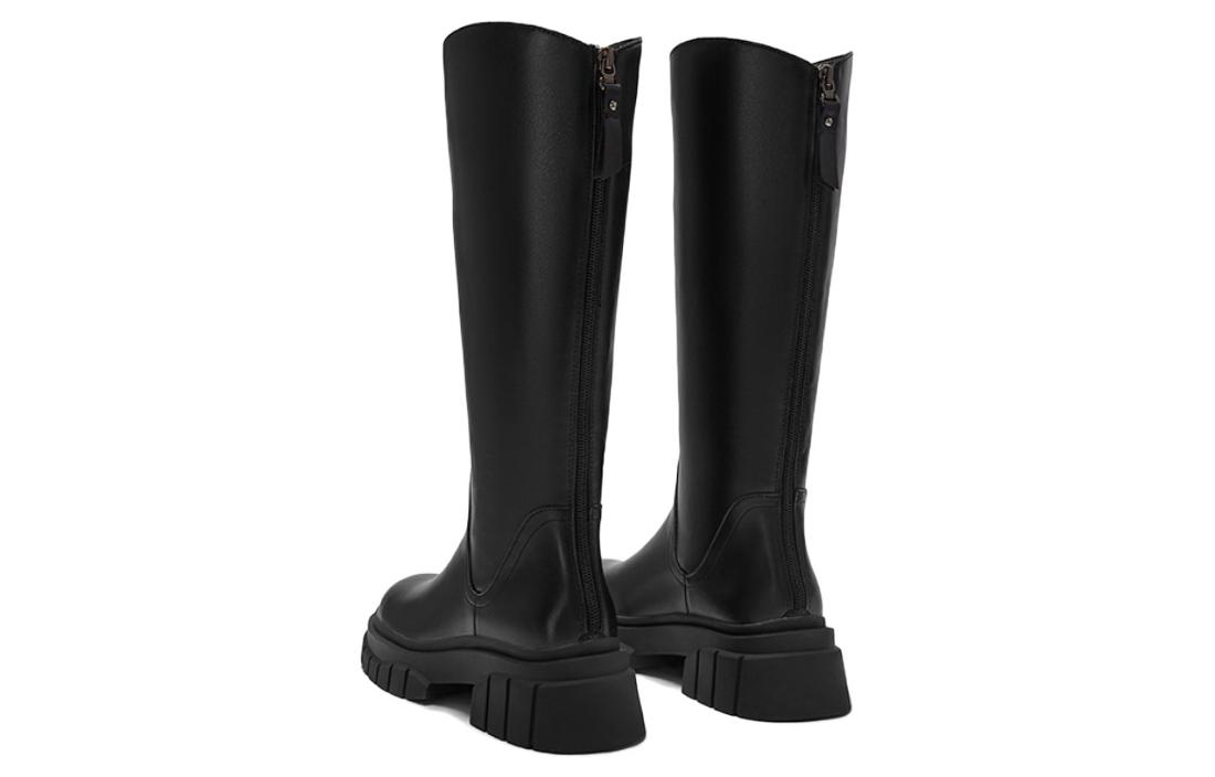 Lookbook (W) 핫윈드 PU 청키힐 롱부츠 '블랙 슬림 핏 다용도' H85W2408