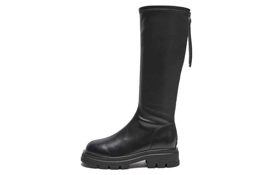 (Women) Hotwind PU Fashion Round Toe 'Black Tall Boots' H85W2420