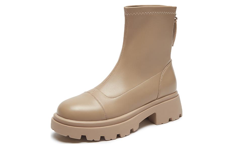 Order (W) Botas Cortas Moda PU Suela Gruesa Punta Redonda 'Negro Versátil' Hotwind H82W2829