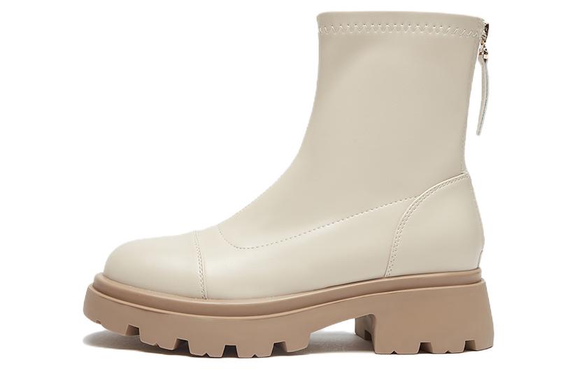 Shop (W) Botas Cortas Moda PU Suela Gruesa Punta Redonda 'Negro Versátil' Hotwind H82W2829