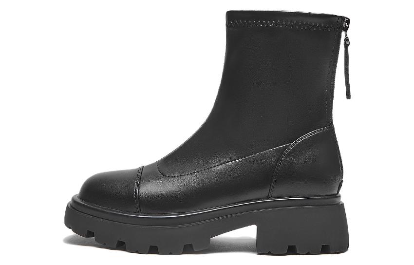 Purchase (W) Botas Cortas Moda PU Suela Gruesa Punta Redonda 'Negro Versátil' Hotwind H82W2829