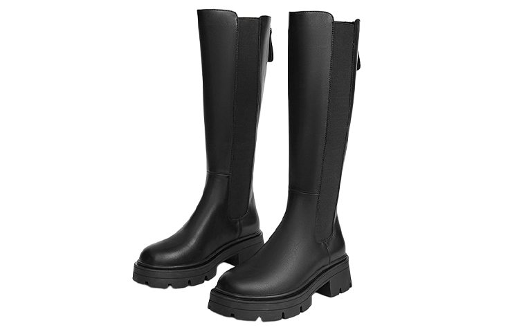 Shop (W) Hotwind PU Fashion Sweet Cool ''Black Knight Chunky Heel 5cm High Boots'' H85W2822