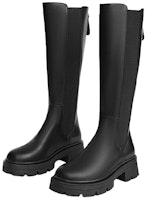 (W) 热风PU时尚甜美酷“黑骑士5cm粗跟高筒靴” H85W2822 Shop (W) 热风PU时尚甜美酷“黑骑士5cm粗跟高筒靴” H85W2822