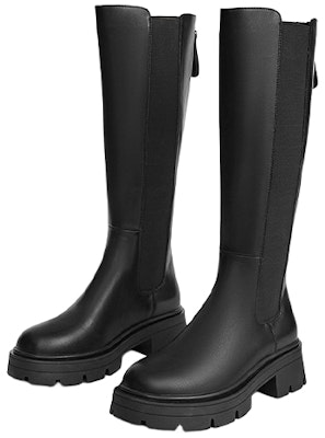 (Women) Hotwind PU Fashion Sweet Cool 'Black Knight Chunky Heel 5cm High Boots' H85W2822 Shop (Women) Hotwind PU Fashion Sweet Cool 'Black Knight Chunky Heel 5cm High Boots' H85W2822
