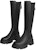 (Women) Hotwind PU Fashion Sweet Cool 'Black Knight Chunky Heel 5cm High Boots' H85W2822