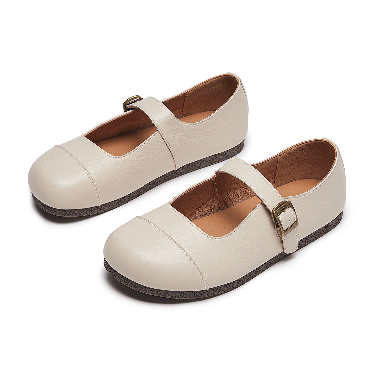 Shop (Women) Hotwind PU Flat Buckle Comfort 'Beige Casual' H02W3300