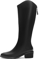 (Women) Hotwind PU Round Toe Zip High-Top Boots '5cm Black' H85W3412 (Women) Hotwind PU Round Toe Zip High-Top Boots '5cm Black' H85W3412